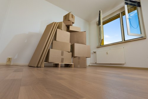 Business relocation service handling office equipment and boxes