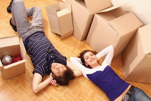 Furniture and packed boxes ready for transport in Eelpieisland