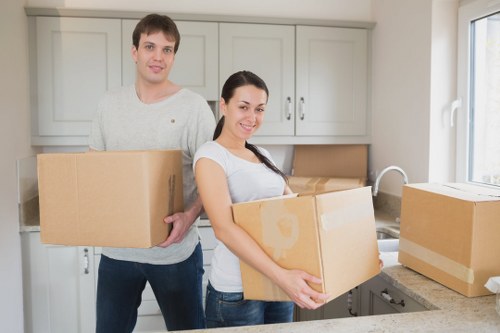 Preparing a commercial premises for relocation with labels and boxes